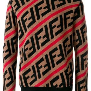Fendi Logo Ff Diagonal- stripe Sweater
